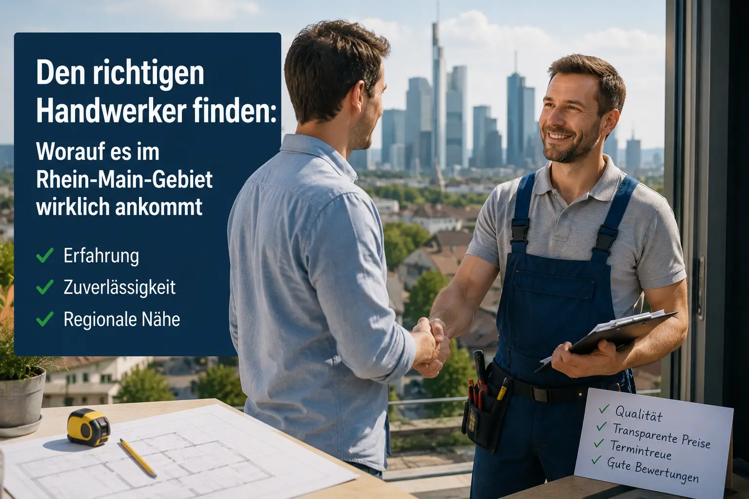 Zwei Handwerker im Gespräch über ein Bauprojekt